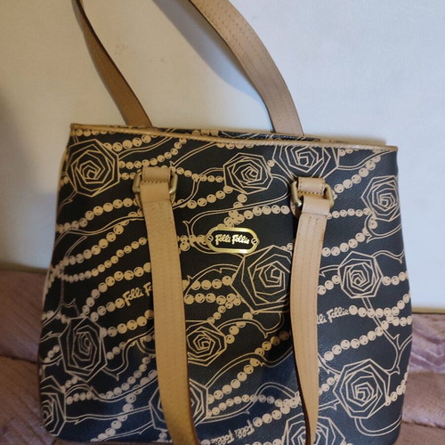 Folli Follie leather bag used, brown with beige