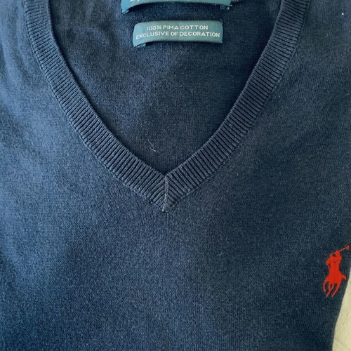 Polo Ralph Lauren Slim Fit V-Neck Sweater Navy Blue like new
