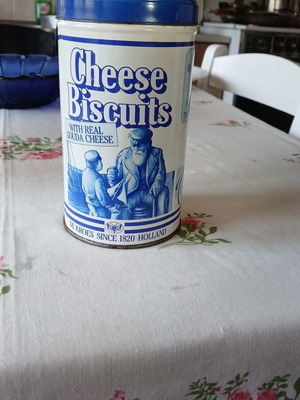 Συλλεκτικό κουτί Cheese Biscuits μεταχειρισμένο, ρετρό σχέδιο από Ολλανδία 1920