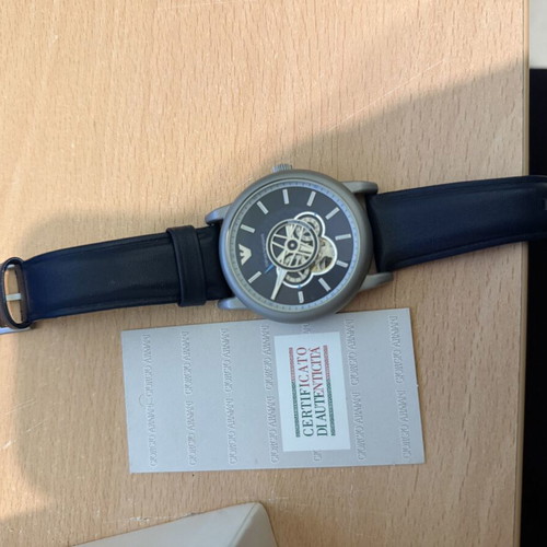 Emporio Armani Open-Heart AR60011 automatic watch new, leather