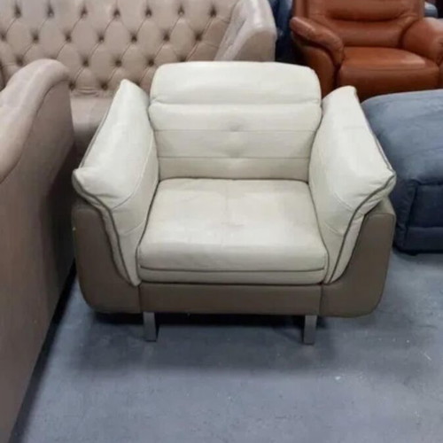 Positano leather armchair new, cream with beige upholstery and movable backrest