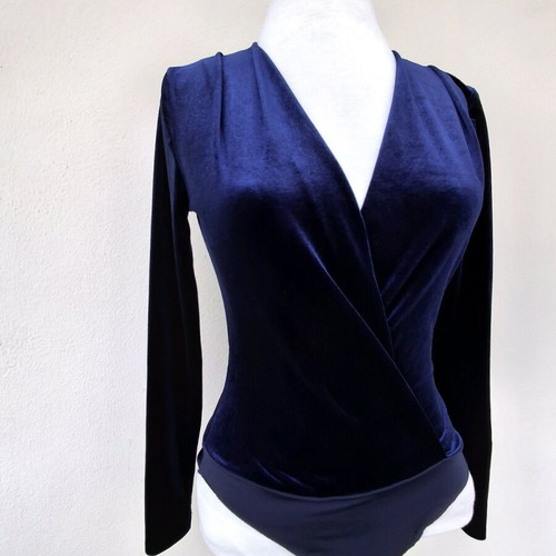 Mango velvet bodysuit S like new, navy blue