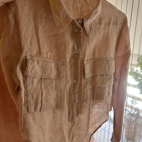 Linen short shirt women's soft pink like new Zara