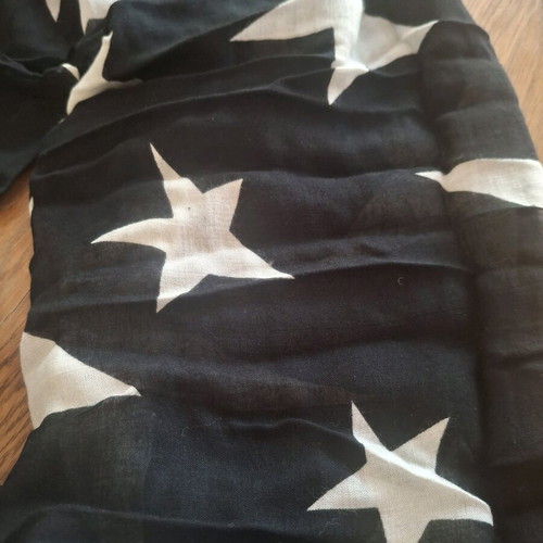 Scarf white-black with stars like new