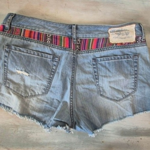 Attrattivo denim shorts used, size L, blue with colorful details