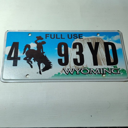 Licence plate USA Wyoming used, good condition
