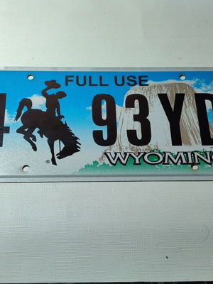 Licence plate USA Wyoming used, good condition