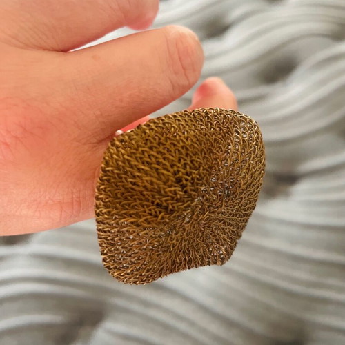 Soninke French Large Cooper Ring with Traditional Woven Design