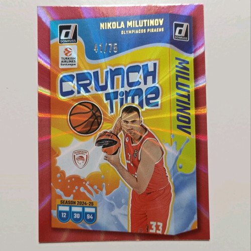Milutinov Crunch Time red card 41/75 Panini Euroleague new