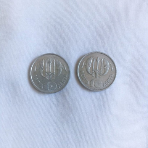Set of 2 10 Lepta Coins 1973 like new