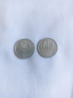 Set of 2 10 Lepta Coins 1973 like new