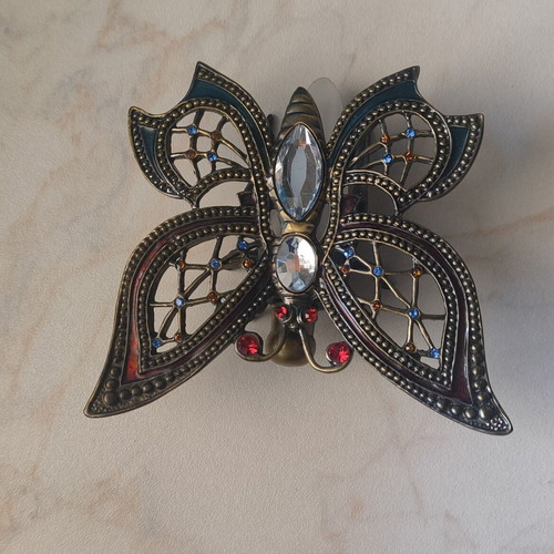 Vintage French Butterfly Perfume Bottle brooch pendant used