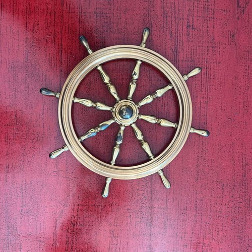 Nautical ship wheel used, decorative brass 20 cm