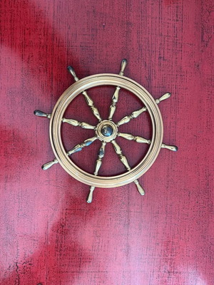 Nautical ship wheel used, decorative brass 20 cm