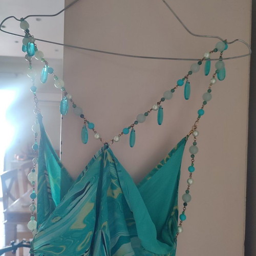 Angelo Marani silk dress used, turquoise, size small