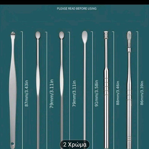 Ear Cleaning Tool Set 10 Pieces new, silver white