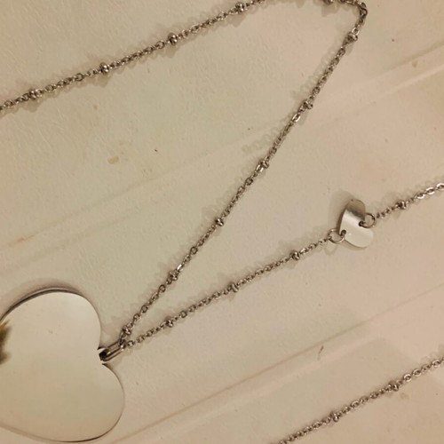 Steel necklace new, long with heart pendant