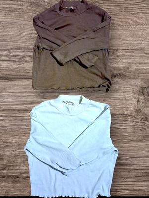 Pull&Bear women's long-sleeve tops like new, pack of 2, white and beige