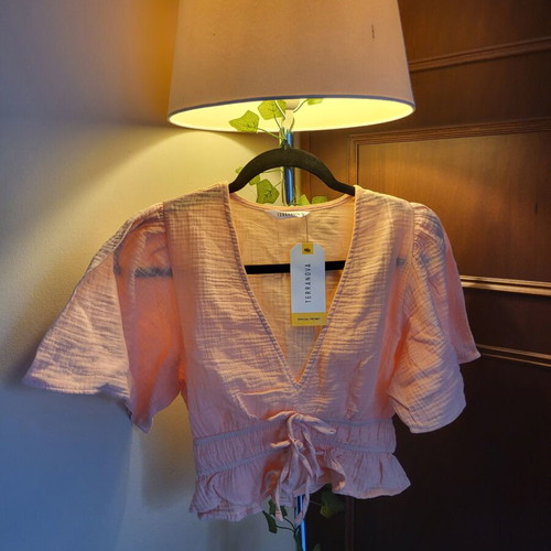Terranova peach short sleeve crop top S muslin