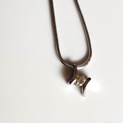 Pendant with rhinestones silver with 50cm chain new