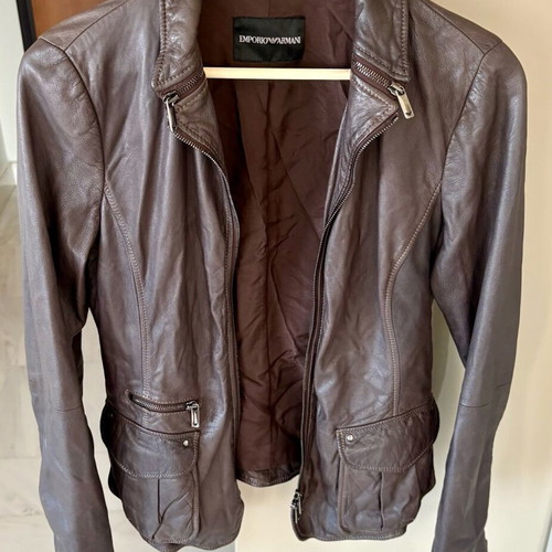Emporio Armani Women Leather Jacket like new, size S, brown