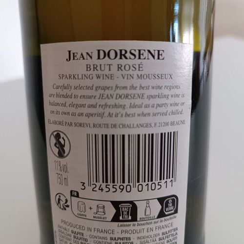 Jean Dorsène Brut Rosé French sparkling wine sealed