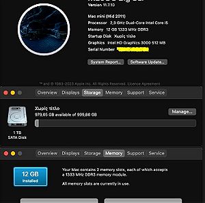 mac mini 2011 (A1347) 2.5GHz i5 / 12GB RAM / 1TB HDD