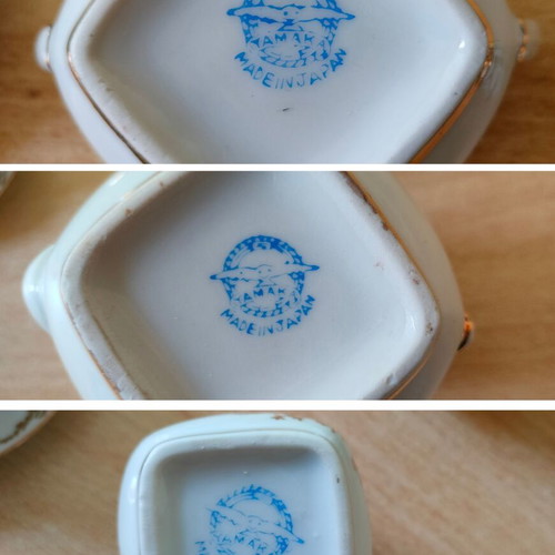 Yamaka Japanese Coffee Set Lithophane Geisha New