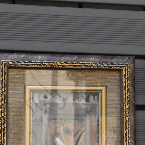 Decorative paintings with lily pair in wooden frame and glass used