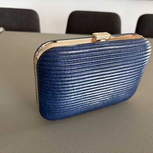 Veta Blue Women's Clutch like new with gold detail
