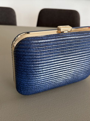 Veta Blue Women's Clutch like new with gold detail
