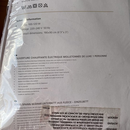 Electric blanket used 190x90 cm single bed