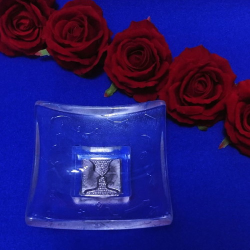 Kosta Boda bowl/ashtray/candle holder used Art by Bertil Vallien Domino Silver Love