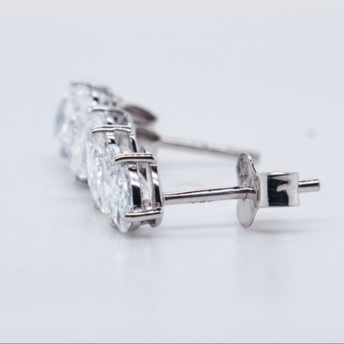 Diamond earrings certified, 14k white gold, 2.23 CT total