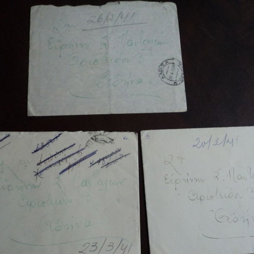 Larisa envelopes 3 from 1941 with censorship stamp and one from 1946 used