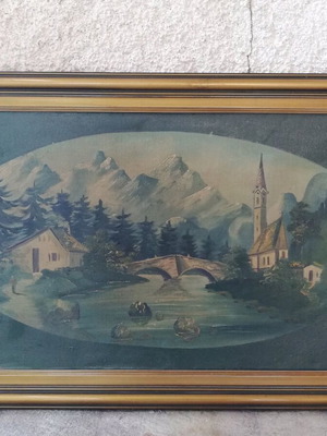 Old landscape painting used from the 1960s
