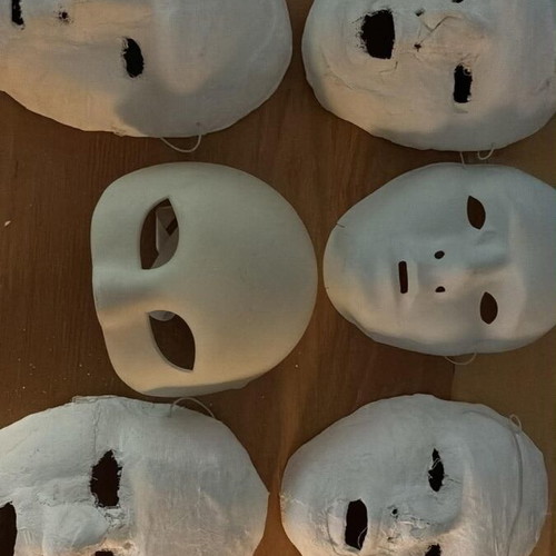 Theatre masks set of 6, gauze and plastic