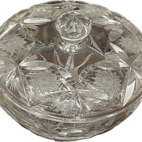 Crystal vintage fondue pot in like-new condition with lid