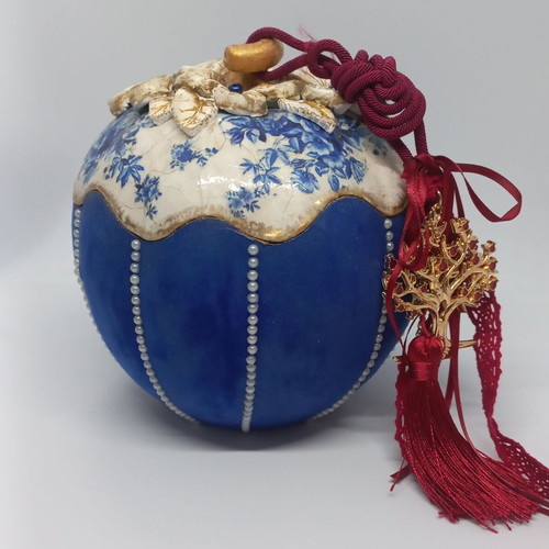 Ceramic pumpkin new 14 cm with velvet effect