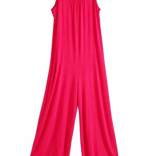 Red Jumpsuit XL-4XL New, Elastic Summer One-Piece with Pockets