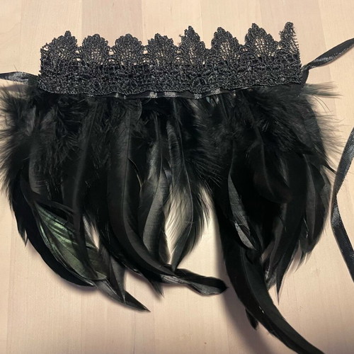 Two bracelets with black feathers and lace new