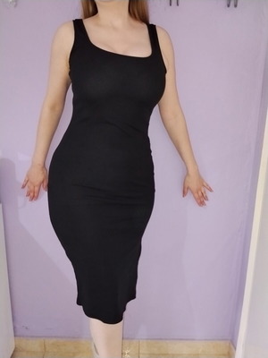 Summer dress fitted rib fabric black, like new, size M