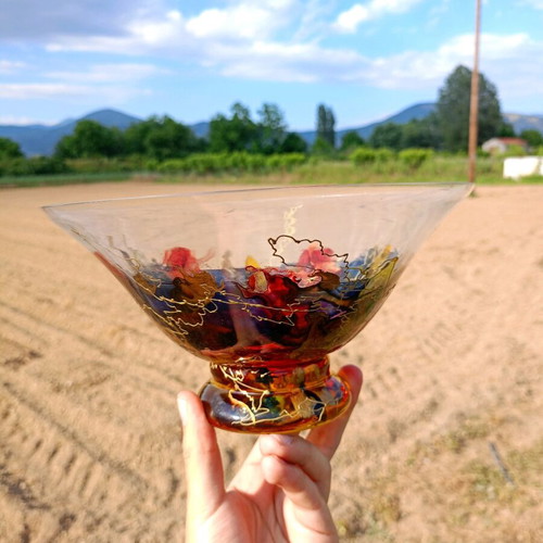 Vintage glass bowl used with design