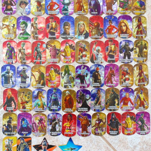 Fortnite metal tags, lot of 64, all foil