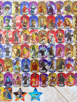 Fortnite metal tags, lot of 64, all foil