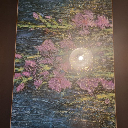 Embossed Floral Textured Art Painting with Gold Frame like new