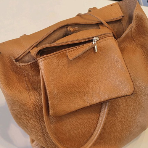 Tote bag hand-held new, large leather in tan color