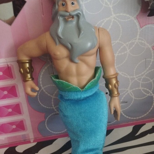 Disney collectible Triton Poseidon doll with fabric tail defect, Simba Toys