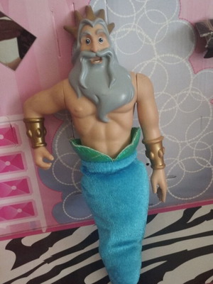 Disney collectible Triton Poseidon doll with fabric tail defect, Simba Toys