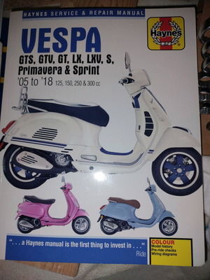 Vespa Haynes manual new for GTS125, 250 & 300ie, LX, S, Primavera 125 & 150